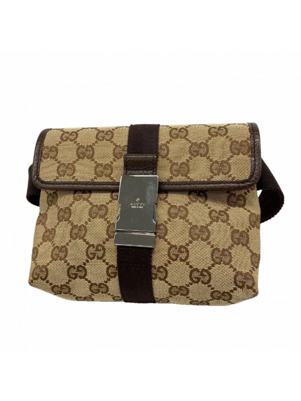 Gucci Waist Bag GG Canvas Brown Silver - Picture 1 of 10